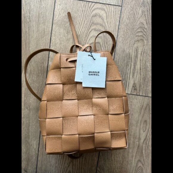 MANSUR GAVRIEL Upcycled Woven Mini Bucket - Caramel NWT - Picture 2 of 5